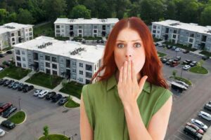 Ragazza preoccupata e zona residenziale