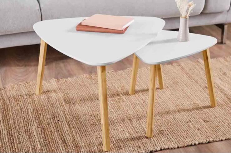 tavolini bianchi con gambe in legno di lidl
