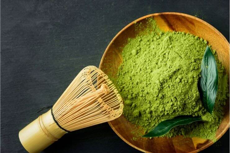 Polvere verde di tè matcha