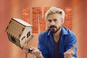 Casa e uomo perplesso