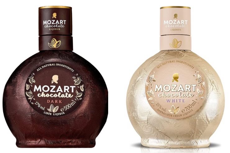 bottiglie di liquori al cioccolato