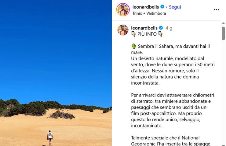 un frame della spiaggia di Piscinas