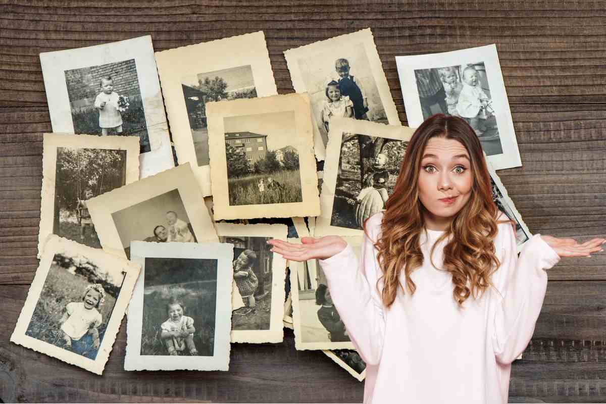 delle foto antiche e una persona che non sa cosa farne