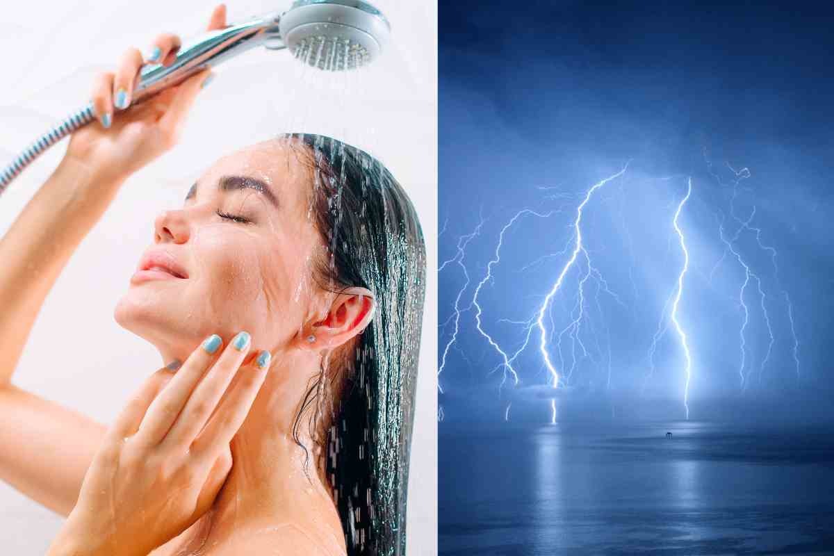 Donna fa la doccia e temporale